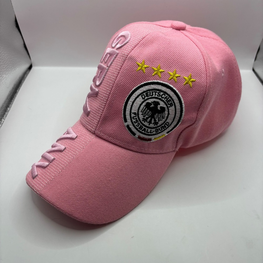 Unbranded Germany Soccer Hat Unisex OSFM Pink DFB Football Cap Embroidered Stars